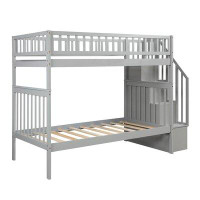 Harriet Bee Gatica Twin Over Twin Solid Wood Standard Bunk Bed with Bookcase by Harriet Bee