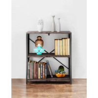 17 Stories Bookshelf,3-Tier Folding Bookcase,Industrial Book Shelf,Rustic Wood Storage Shelves,Tall Bookshelf,Shelves Fo