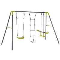 3 IN 1 KIDS SWING SET, DOUBLE FACE TO FACE SWING CHAIR &amp; GLIDER SET