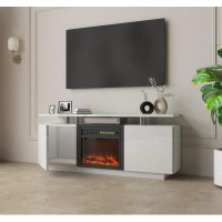 Ivy Bronx Cm High Gloss Tv Cabinet Tv Unit With Fireplace
