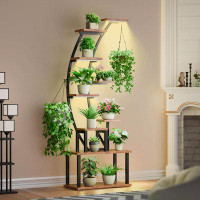 17 Stories Plant Stand Indoor With Grow Lights, 9 Tiered Metal Plant Shelf, 63" Tall Plant Stand For Indoor Plants Multi