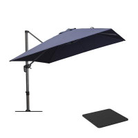 Purple Leaf Purple Leaf Outdoor 120'' Cantilever Square Umbrella With Steel Plate Base