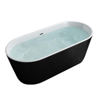 59x31x23 Seamless Freestanding Acrylic Tub – 1 Piece in Black or White - Centre Drain JBQ