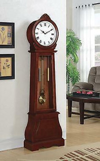 Grandfather Clock With Chime Brown Red   Height: 71.75 in