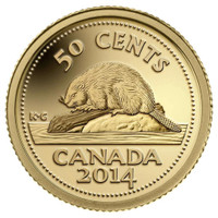 2015 50¢ FINE GOLD CANADAS CLASSIC BEAVER COIN