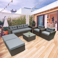 Latitude Run® HY 6 Pieces Outdoor Sectional Conversation Sofa