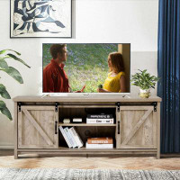 Gracie Oaks TV Stand Media Centre Console Cabinet With Sliding Barn Door For Tvs Up To 65 Inch