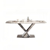 Brayden Studio White Rock Table Modern Simple Rectangular Stainless Steel Table