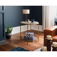 Latitude Run® Int Lux Side Table Round Deco Stone