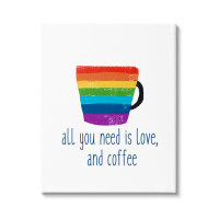 Stupell Industries «Love and Coffee Rainbow Morning Latte Diner» par J. Weiss - Art textuel