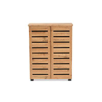Lefancy.net Lefancy  Adalwin Modern and Contemporary Oak Brown Finished Wood 2-Door Shoe Storage Cabinet