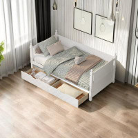Darby Home Co Twin Size Solid Wood Daybed With 2 Drawers For Limited Space Kids, Teens, Adults, No Need Box Spring, Whit