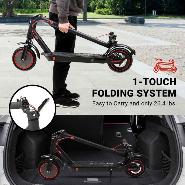 MotionGrey Plus Electric Scooter: 35km Range, 350W Motor, 8.5 Burst Proof Tires, Added Suspension, Black in Other - Image 3