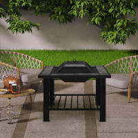 Ebern Designs 27" H x 30" W Iron Wood Burning Outdoor Fire Pit with Lid