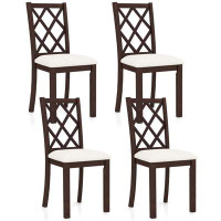 Canora Grey Canora Grey Set of 4 Dining Chairs Wood Kitchen Side Chair with Inclined Backrest Cherry Brown