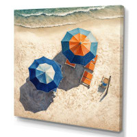 Dovecove Beachside Chairs And Umbrellas V - Modern Landscape Beach Canvas Wall Art