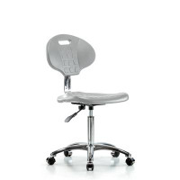 Inbox Zero Class 10 Erie Polyurethane Clean Room Chair - Medium Bench Height With Adjustable Arms, Chrome Foot Ring, & C