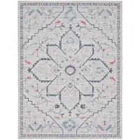 Bungalow Rose Paladora Oriental 9'2" x 12' Polyester Area Rug in Blue/Grey