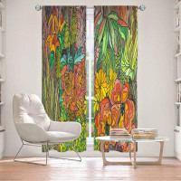 East Urban Home Lined Window Curtains 2-panel Set for Window Size by Maeve - Tropical Orange and Green