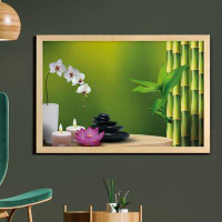 East Urban Home Ambesonne Spa Wall Art With Frame, Bamboo Flower Stone Wax On The Table Orchid Rock Healthy Lifestyle Th
