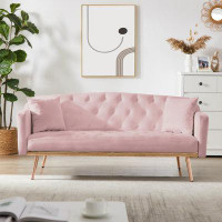GZMWON Pink  Velvet Sofa Bed, Living Room Couch
