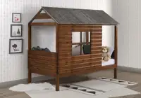 Donco Kids - Log Cabin Rustic Walnut Twin Low Loft Bed  2103-TRWRS (Dual Underbed Drawers or Twin Trundle Bed Available)