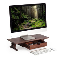Millwood Pines Coyt Acacia Wood Monitor Stand With Drawer