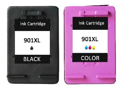 Compatible with HP 901XL Black and HP 901XL Tri-Color ECOink Remanufactured Ink Cartridges Combo Pack - 2 Cartridges