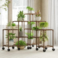 Arlmont & Co. Bamworld Plant Stand with Wheels for Indoor