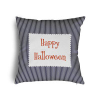 The Holiday Aisle® Halloween Happy Halloween Ticking Accent Pillow with Removable Insert