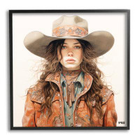 Stupell Industries Boho Cowgirl Paisley Jacket Framed On Wood by RB Print