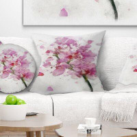 East Urban Home Floral Flower with Falling Petals Pillow