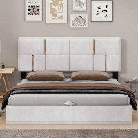 17 Stories Queen Size Upholstered Platform Bed With Hydraulic Storage System