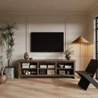 Millwood Pines Versatile Brown Tv Stand For 70" Tvs, Media Console With 3 Cabinets & Open Shelves For Living Room