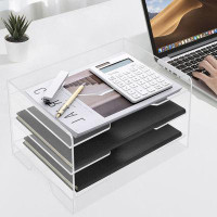 Inbox Zero Hoda 3-Tier Acrylic Desk File Organizer with Bottom Handle