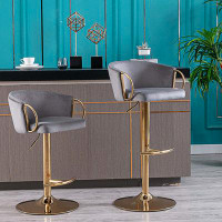 Everly Quinn Set Of 2 Adjustable Height Swivel Bar Stools With Chrome Footrest And Base-N/A _21.26_18.11