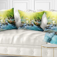 Made in Canada - East Urban Home Beach Water Cascade Under Shiny Sun Modern Pillow
