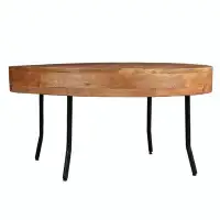 Loon Peak 32 Inch Coffee Table, Handcrafted Mango Wood Round Top