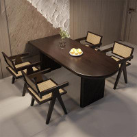 Fit and Touch 4 - Person Dark Walnut Solid Wood Dining Table Set