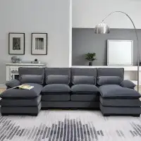 Latitude Run® Modern U-Shaped Sectional Sofa With Waist Pillows,Upholstered Symmetrical Sofa Furniture,Sleeper Sofa Couc