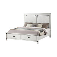 Rosalind Wheeler Burritt Modern Style Queen Bed Made With Wood In Antique White