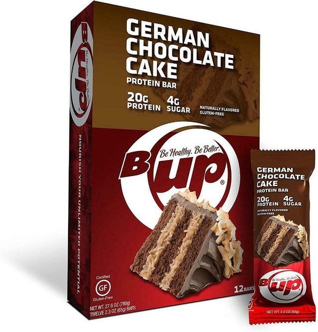 B-UP GERMAN CHOCOLATE CAKE - LOW SUGAR HIGH PROTEIN - 12 BARS - 12 BARRES in Health & Special Needs