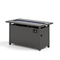 Wade Logan Anoosha 24.8" H x 45" W Outdoor Fire Pit Table with Lid