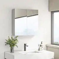 Mirror Cabinet 23.6" W x 5.9" D x 23.6" H High Gloss White