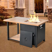 OVIOS Cassville 25.59 " H x 46.06" W Steel Outdoor Fire Pit Table with Lid
