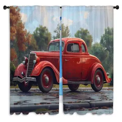 Upgrade your home decor with these Vintage Car window curtains printed in the USA! Great for your be...