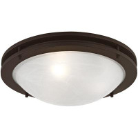 Latitude Run® Ariel Lighting Lights - Contemporary 3 Light Bronze Ceiling Mount With White Alabaster Glass Shade