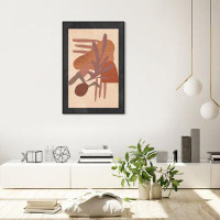 Oliver Gal "Shapes In Copper", Boho Copper Plants Modern Black Canvas Wall Art Print For Bedroom