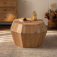 Millwood Pines Octagonal Wooden American Retro Style Coffee Table
