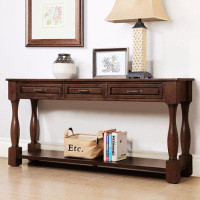 Alcott Hill 63Inch Long Wood Console Table With 3 Drawers And 1 Bottom Shelf For Entryway Hallway